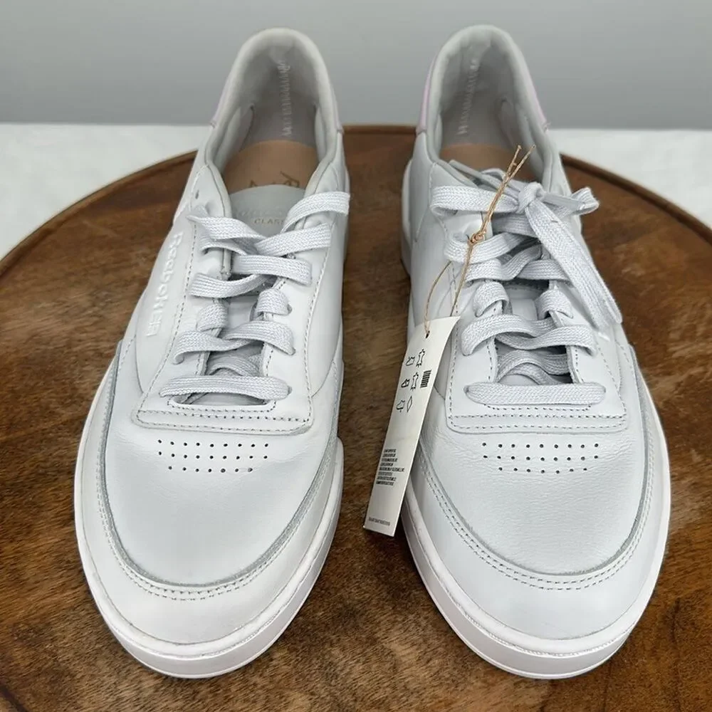 Reebok Shoes W 10.5 Club C Clean White Pink Tennis Pickleball Court Sneakers 80s